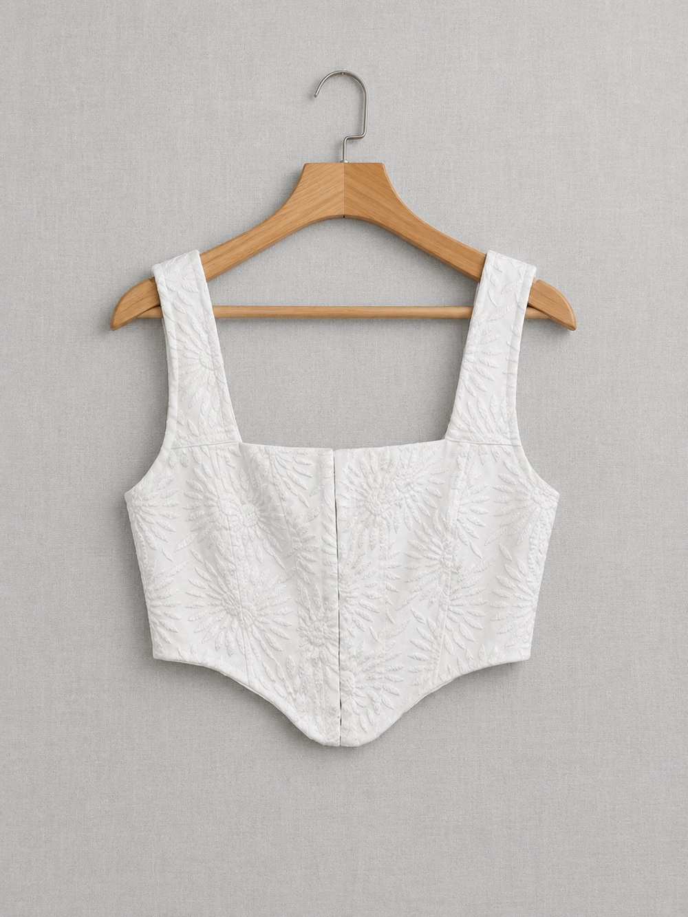 Princess Polly White Floral Jacquard Corset Crop Top | Size 4